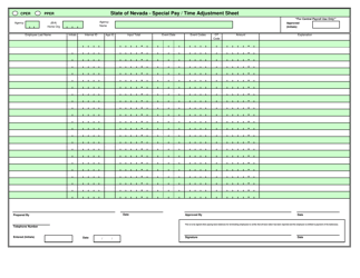 Document preview: Special Pay/Time Adjustment Sheet - Nevada