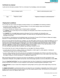 Form TL2 Claim for Meals and Lodging Expenses - Canada, Page 3