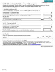 Form T1014 British Columbia Training Tax Credit (Individuals) - Canada, Page 2