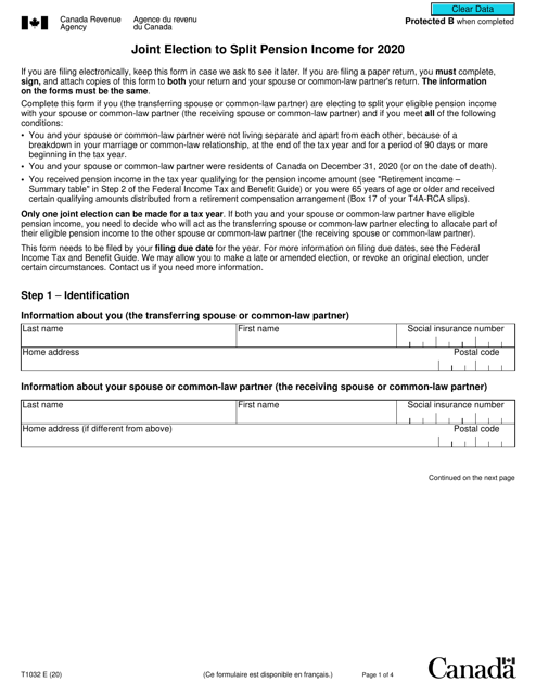 Form T1032 2020 Printable Pdf