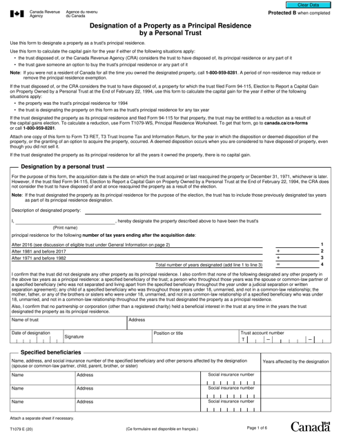 Form T1079  Printable Pdf