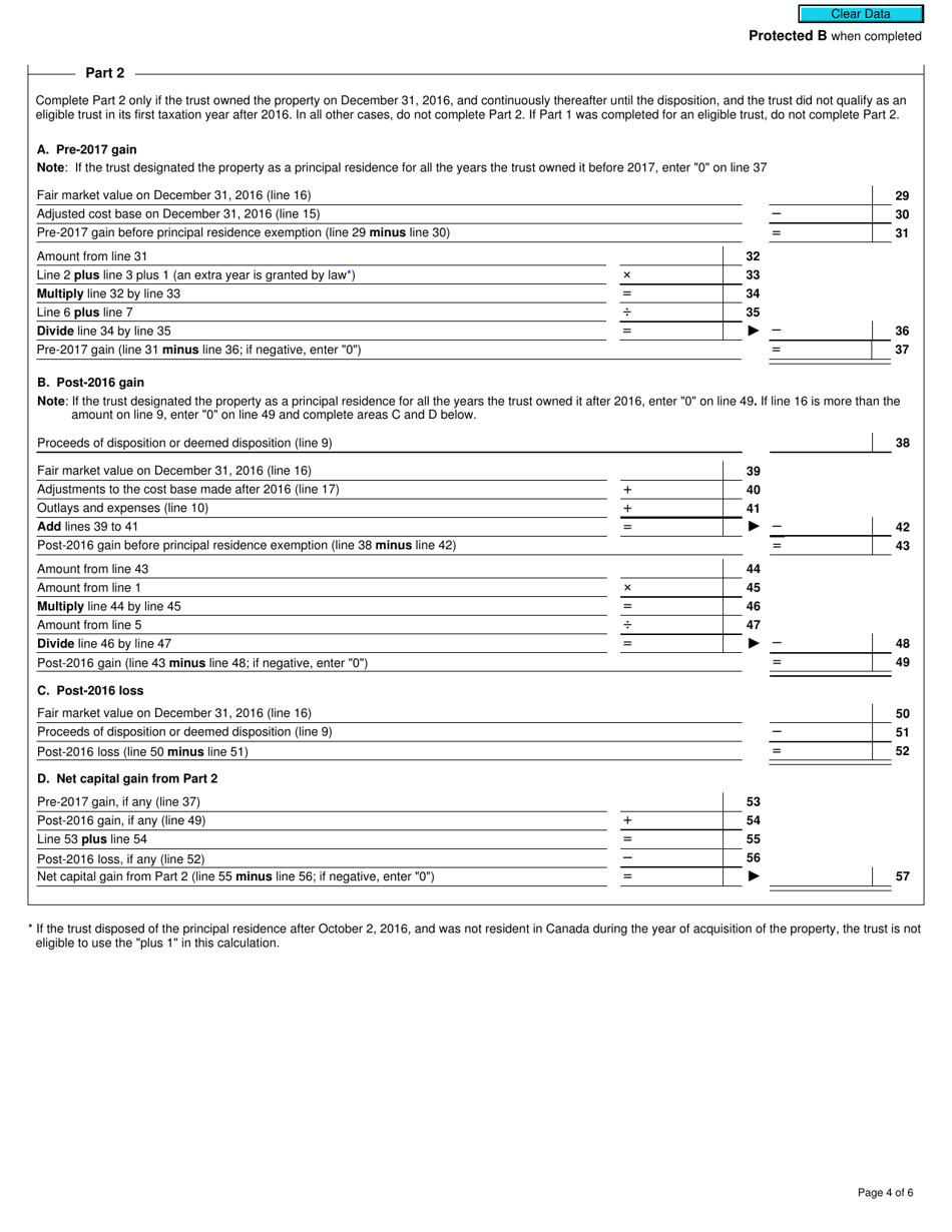 Form T1079 Designation of a Property as a Principal Residence by a Personal Trust - Canada, Page 4
