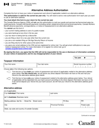 Document preview: Form T1132 Alternative Address Authorization - Canada