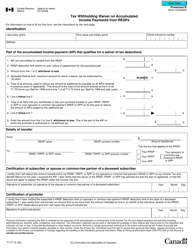 Form T1171 Tax Withholding Waiver on Accumulated Income Payments From Resps - Canada