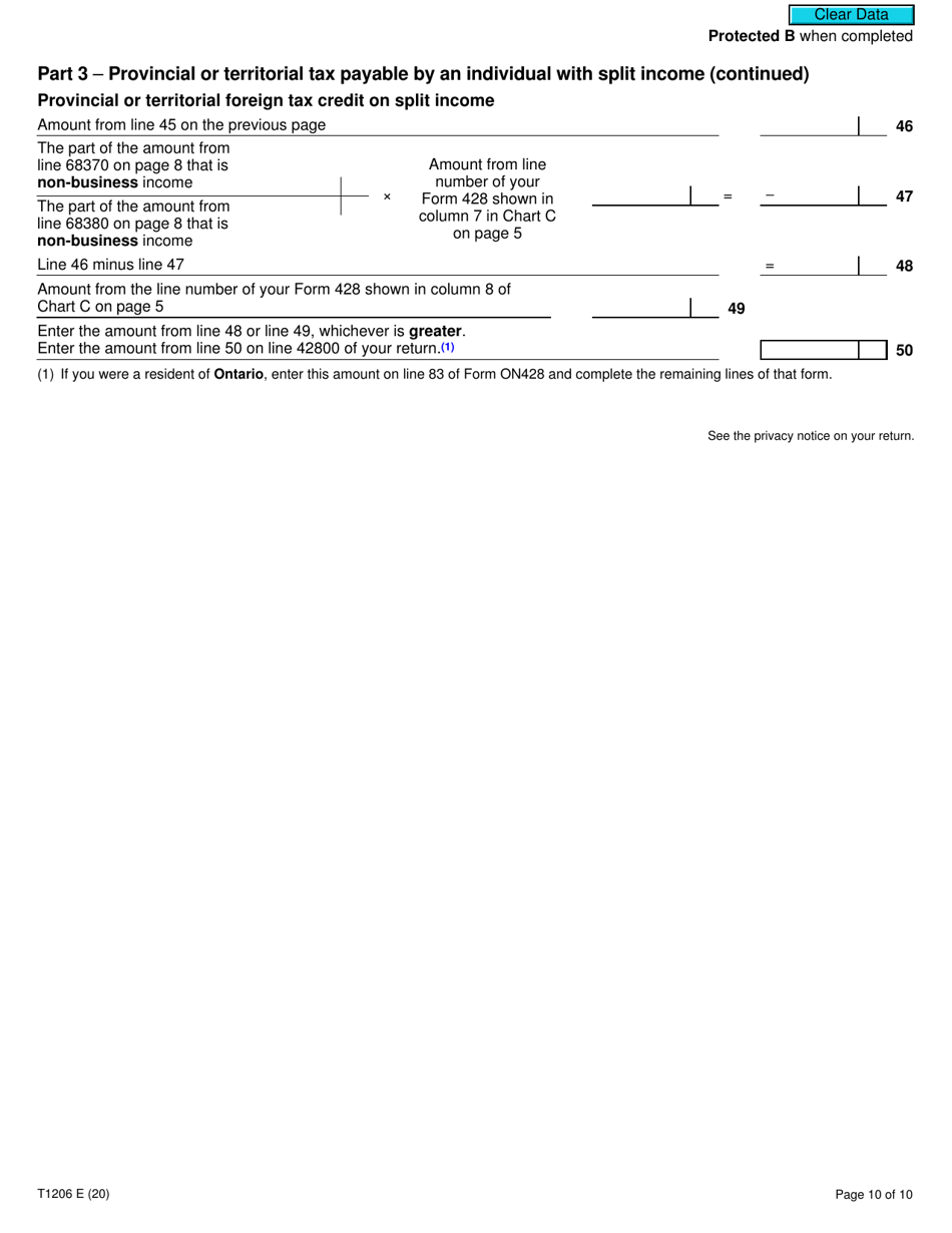Form T1206 Tax on Split Income - Canada, Page 10