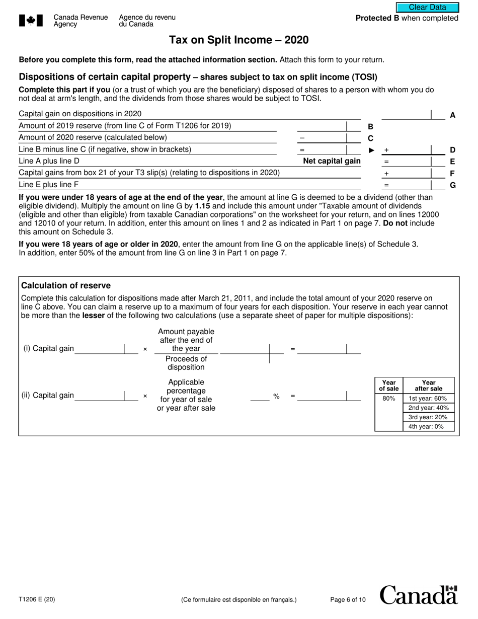 Form T1206 Tax on Split Income - Canada, Page 6