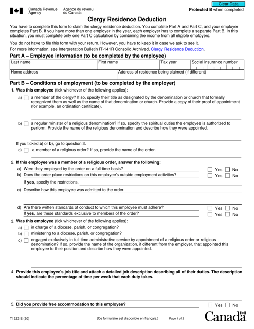 Form T1223  Printable Pdf