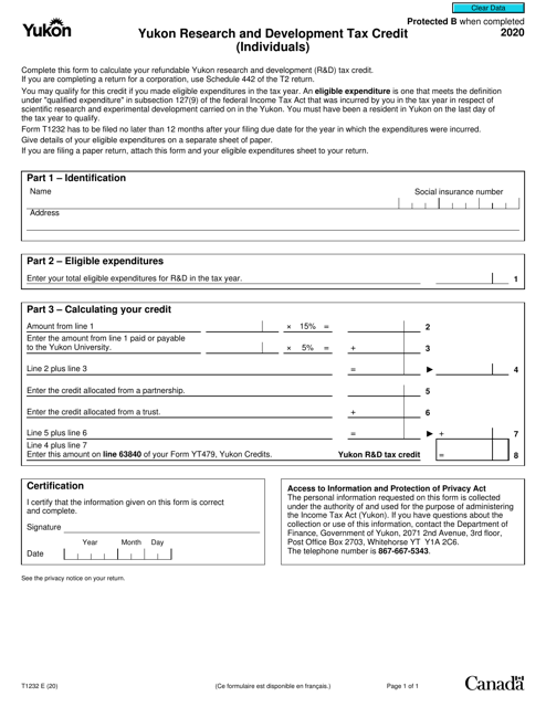 Form T1232 2020 Printable Pdf