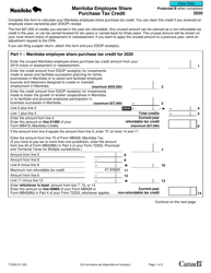 Document preview: Form T1256-2 Manitoba Employee Share Purchase Tax Credit - Canada, 2020