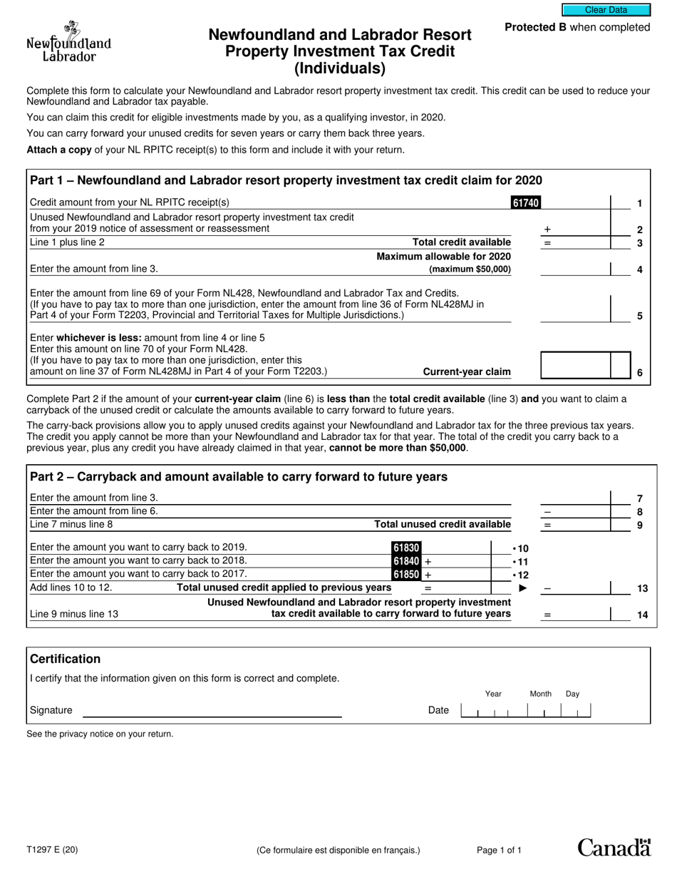 Form T1297 Download Fillable PDF or Fill Online Newfoundland and