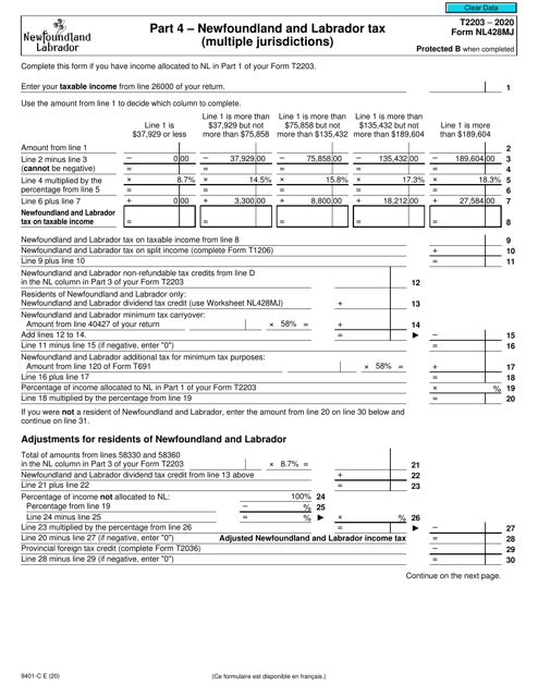 Form T2203 (9401-C; NL428MJ) Part 4 2020 Printable Pdf