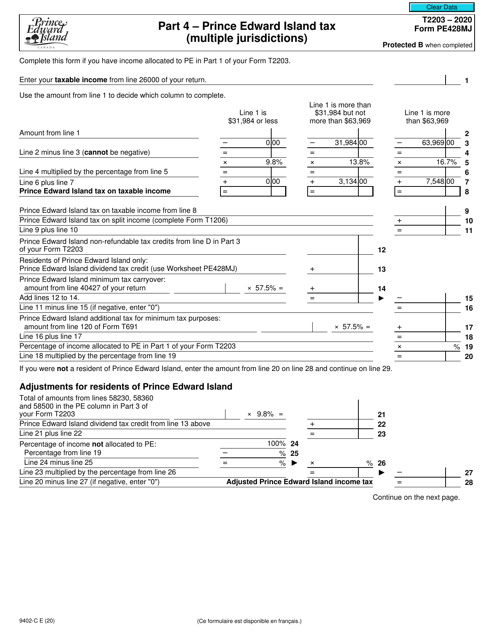 Form T2203 (9402-C; PE428MJ) Part 4 2020 Printable Pdf