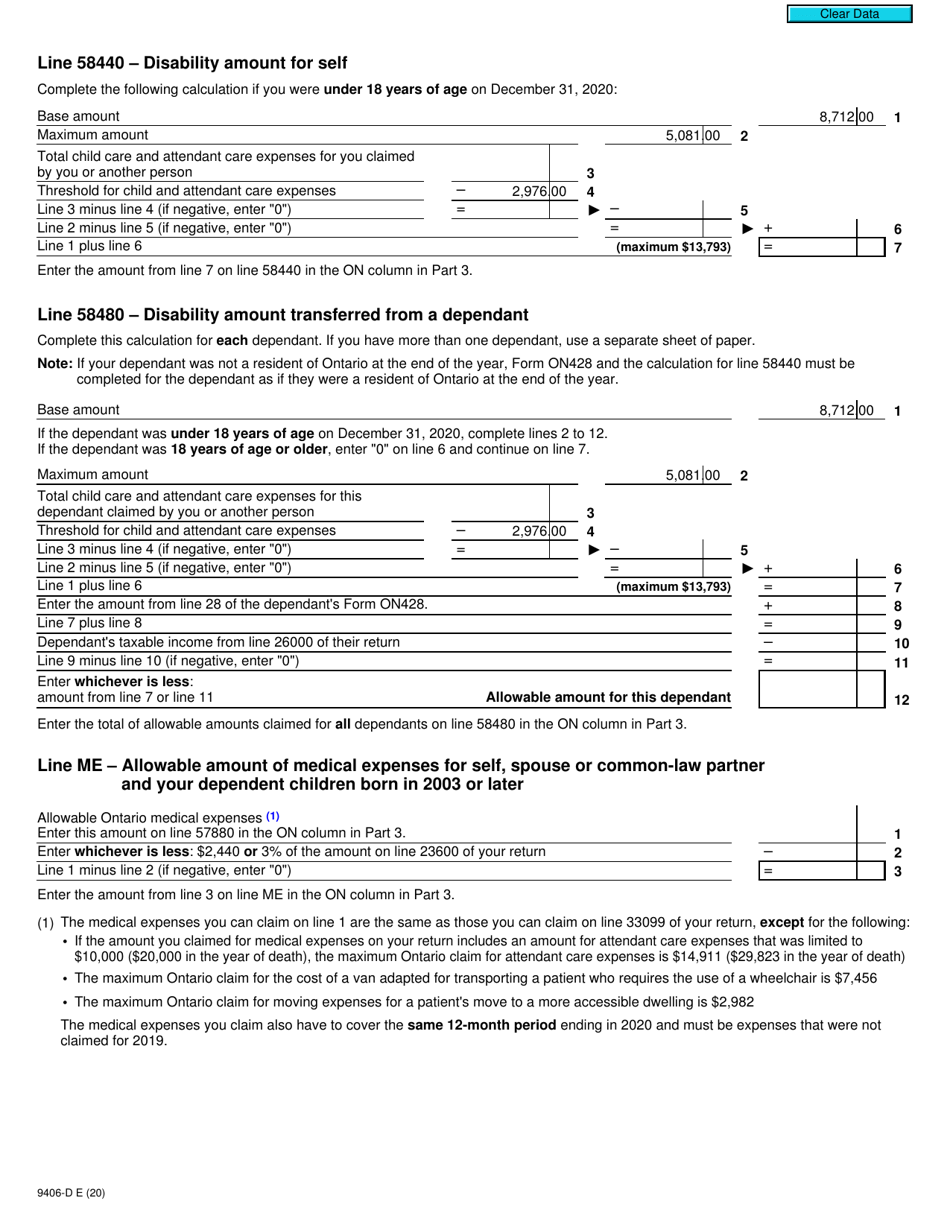 Form T2203 (9406-D) Worksheet ON428MJ Ontario - Canada, Page 2