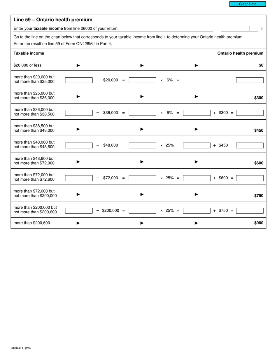 Form T2203 (9406-D) Worksheet ON428MJ Ontario - Canada, Page 4