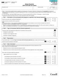 Form T2 Schedule 141 Notes Checklist - Canada