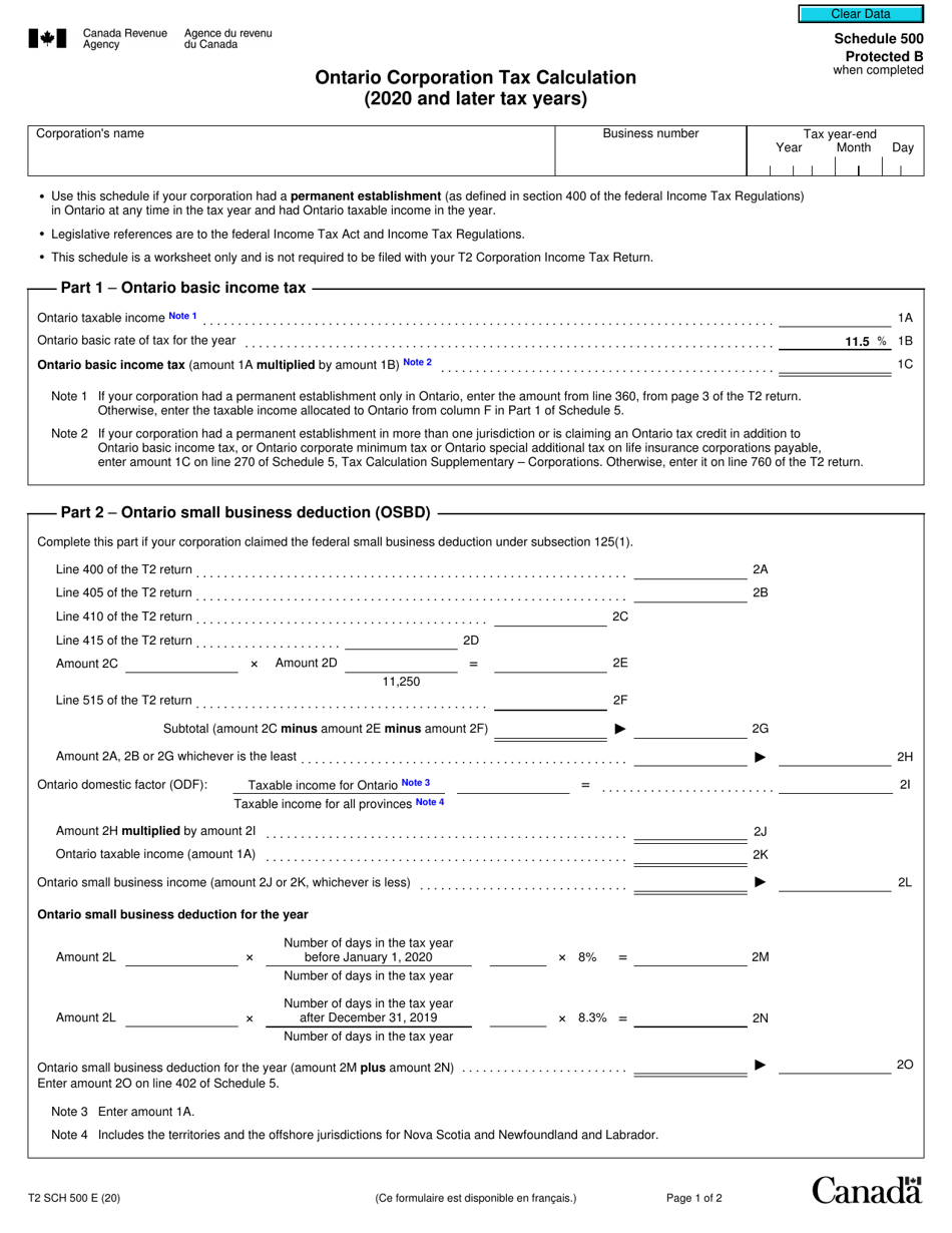 form-t2-schedule-500-download-fillable-pdf-or-fill-online-ontario-corporation-tax-calculation