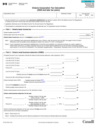 Form T2 Schedule 500 Ontario Corporation Tax Calculation (2020 and Later Tax Years) - Canada