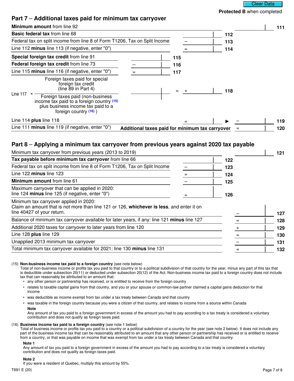 Form T691 Alternative Minimum Tax - Canada, Page 7
