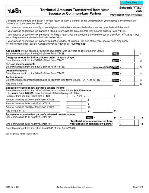 Form 5011-S2 Schedule YT(S2) 2020 Printable Pdf