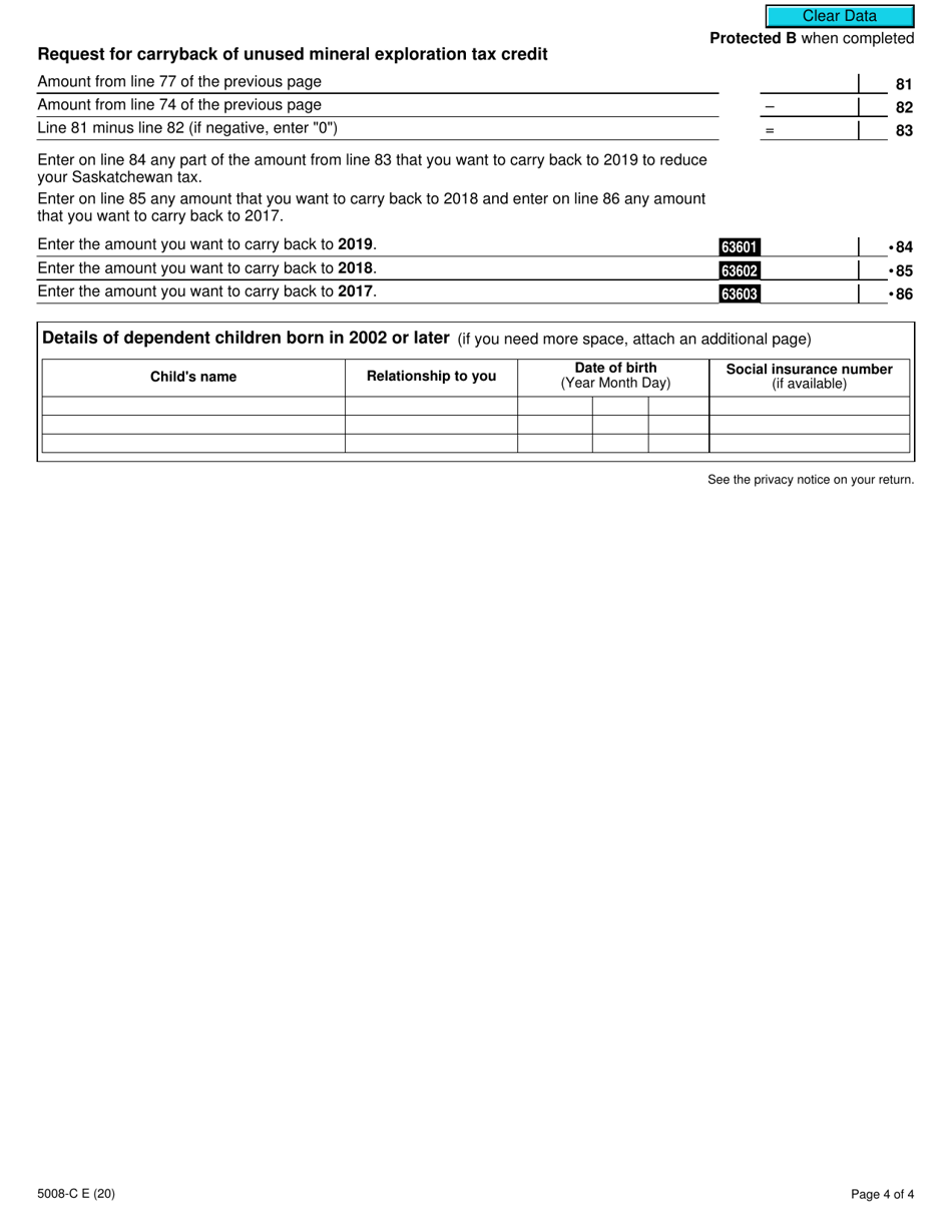 Form 5008-C (SK428) Saskatchewan Tax and Credits - Canada, Page 4