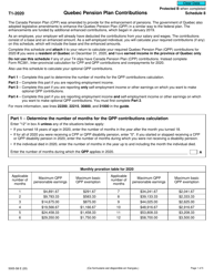 Form 5005-S8 Schedule 8 Quebec Pension Plan Contributions - Canada