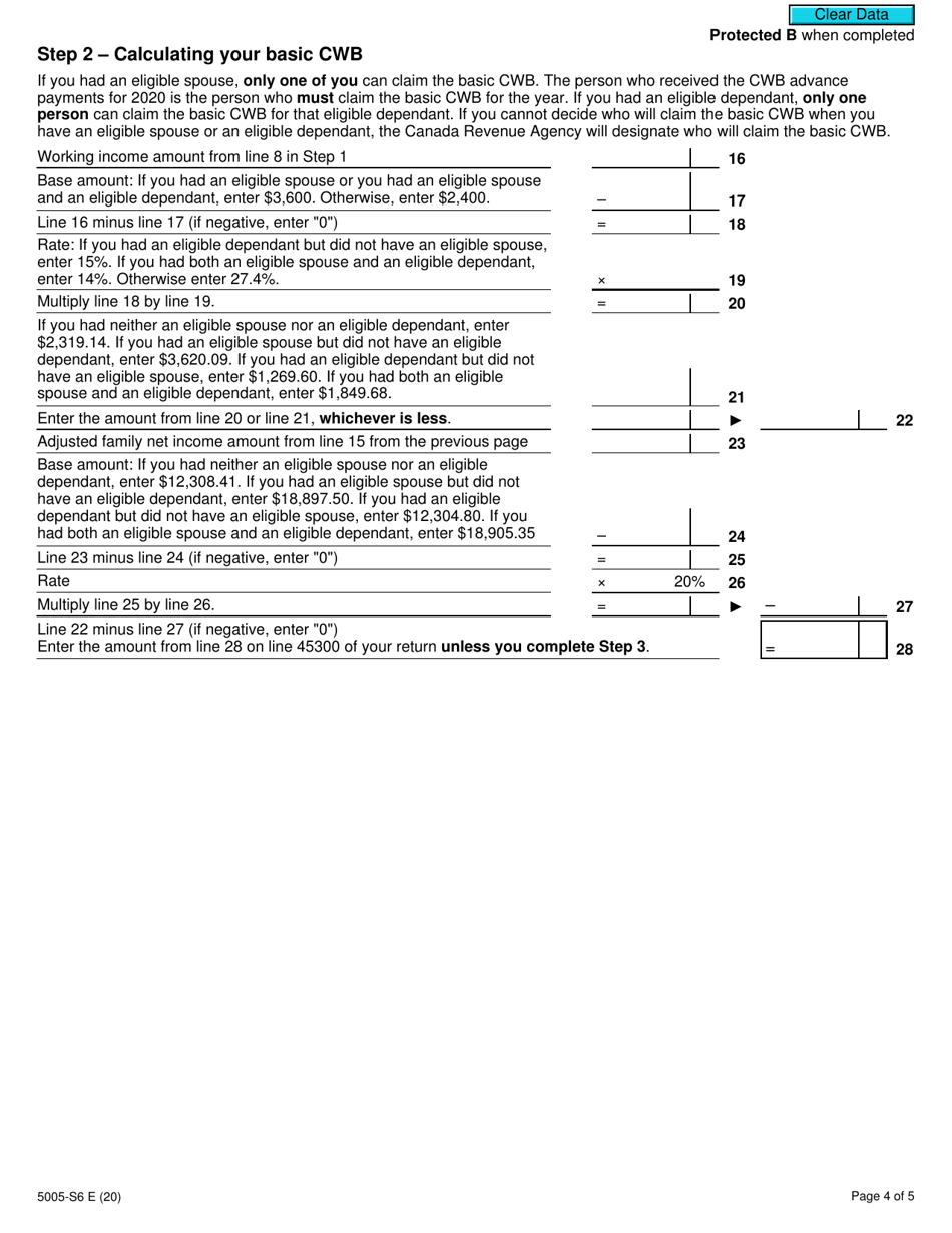 Form 5005-S6 Schedule 6 Canada Workers Benefit - Canada, Page 4