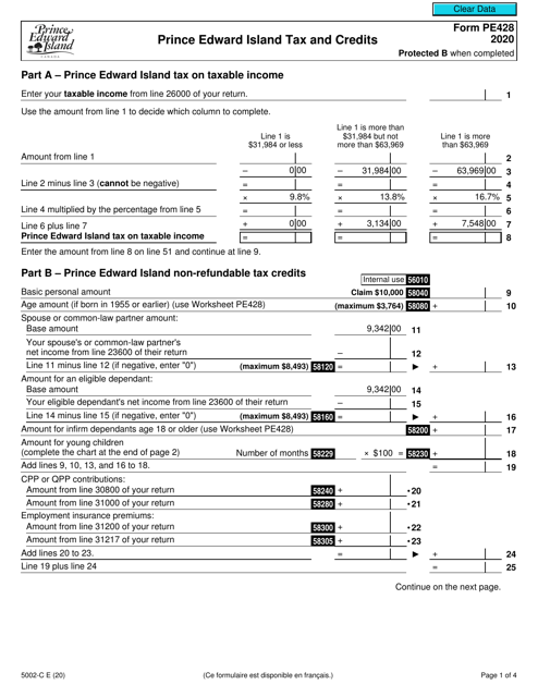 Form 5002-C (PE428) 2020 Printable Pdf