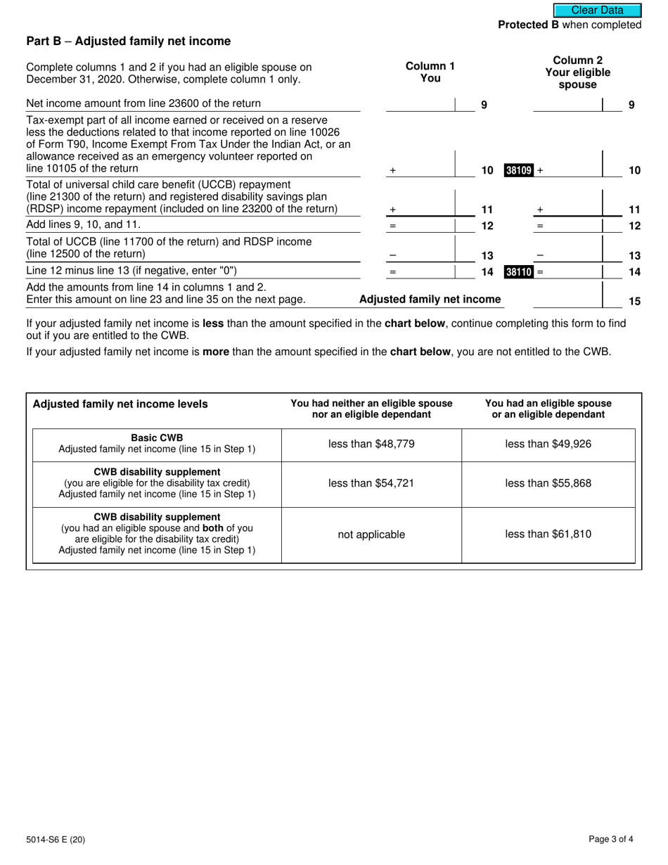 Form 5014-S6 Schedule 6 Canada Workers Benefit - Nunavut - Canada, Page 3