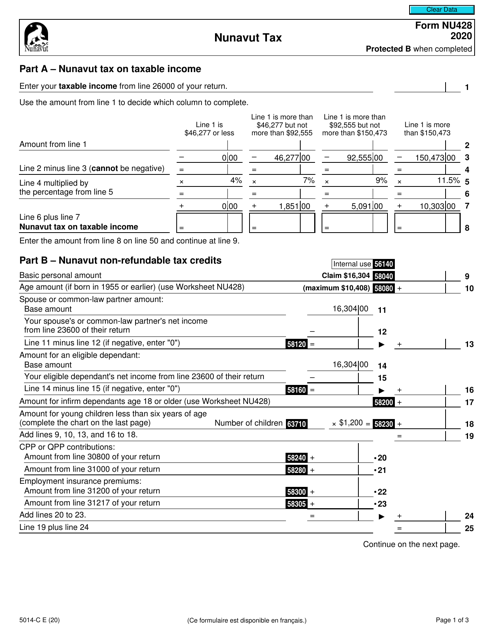 Form 5014-C (NU428) 2020 Printable Pdf