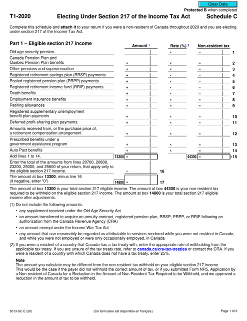 Form 5013-SC Schedule C 2020 Printable Pdf