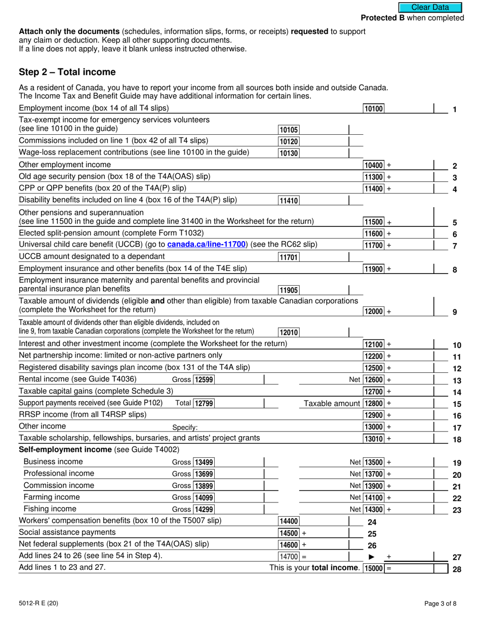 Form 5012-R Download Fillable PDF or Fill Online Income Tax and Benefit ...