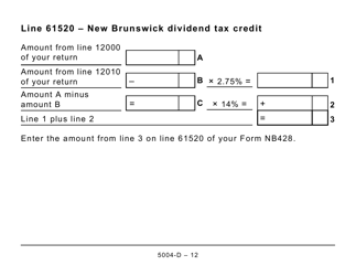 Form 5004-D Worksheet NB428 New Brunswick - Large Print - Canada, Page 12