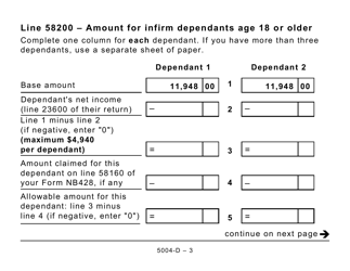 Form 5004-D Worksheet NB428 New Brunswick - Large Print - Canada, Page 3