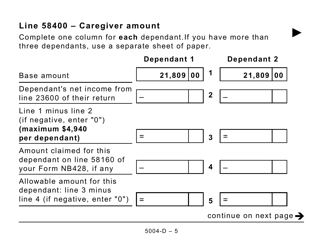 Form 5004-D Worksheet NB428 New Brunswick - Large Print - Canada, Page 5