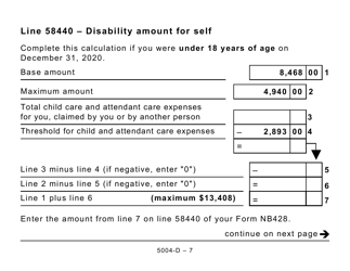 Form 5004-D Worksheet NB428 New Brunswick - Large Print - Canada, Page 7