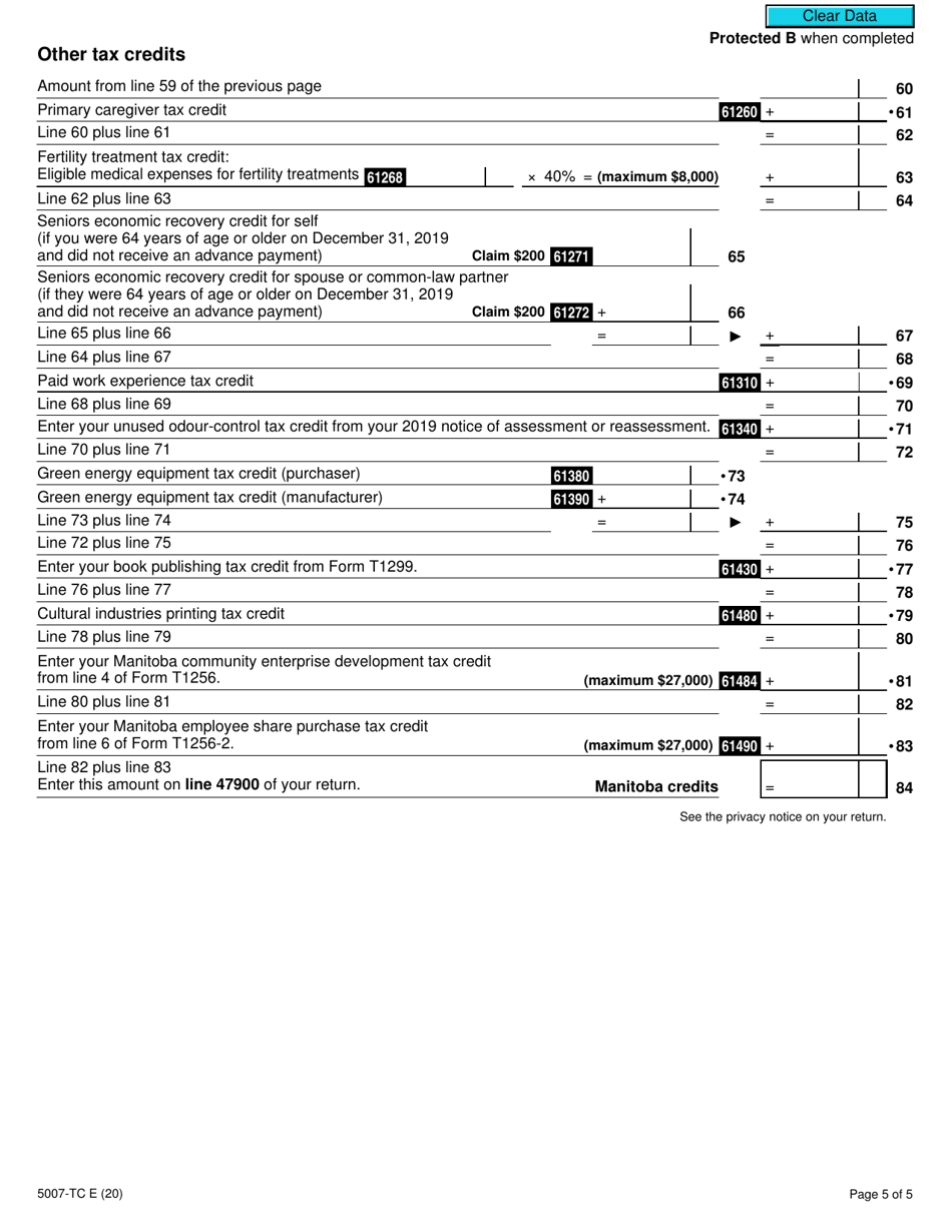 Form 5007-TC (MB479) Manitoba Credits - Canada, Page 5