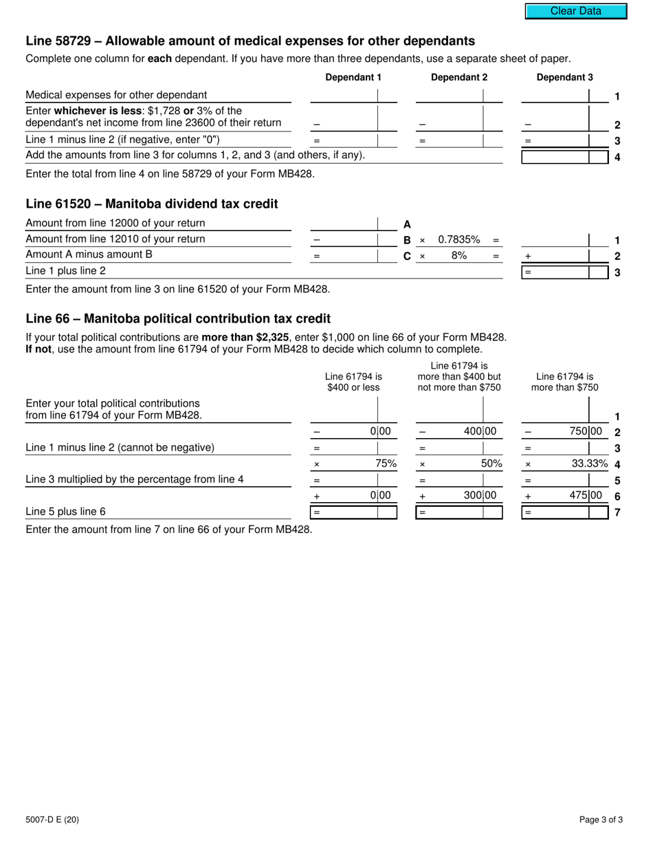 Form 5007-D Worksheet MB428 - 2020 - Fill Out, Sign Online and Download ...