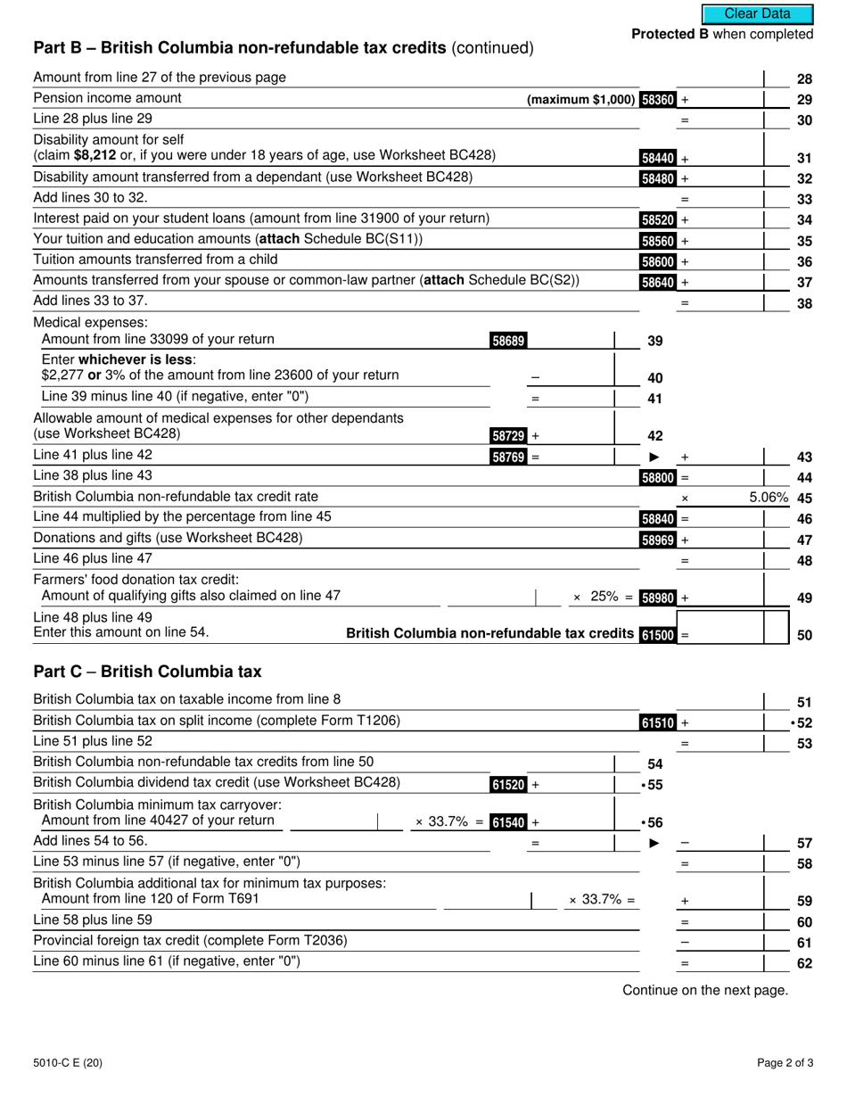 Form 5010-C (BC428) - 2020 - Fill Out, Sign Online and Download ...