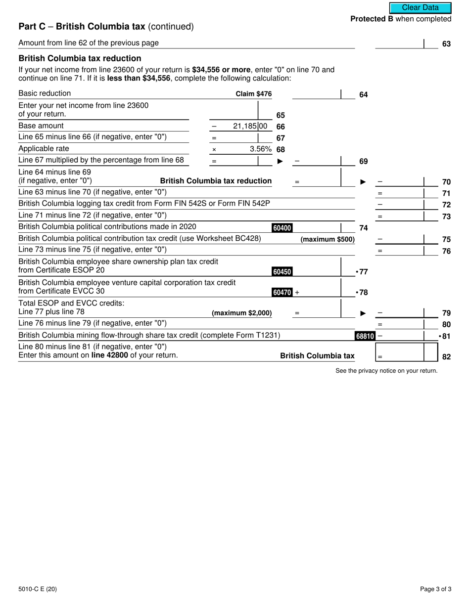 Form 5010-C (BC428) British Columbia Tax - Canada, Page 3
