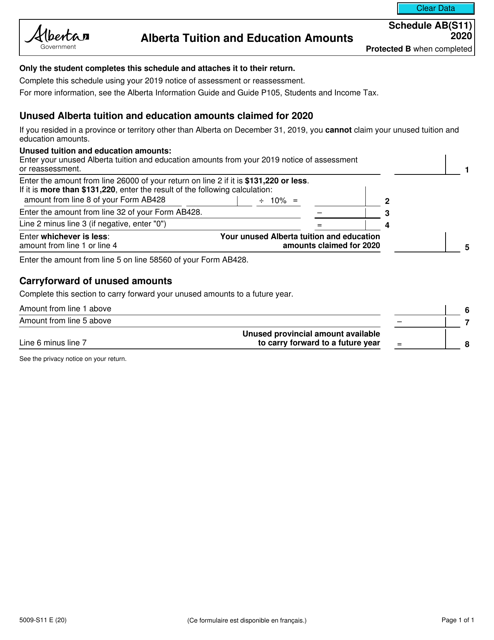 Form 5009-S11 Schedule AB(S11) 2020 Printable Pdf