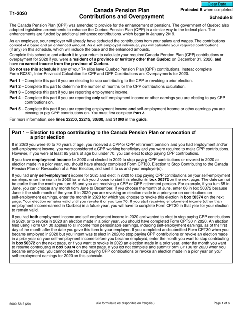 Form 5000-S8 Schedule 8 2020 Printable Pdf
