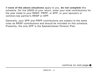 Form 5000-S7 Schedule 7 Rrsp, Prpp, and Spp Unused Contributions, Transfers, and Hbp or LLP Activities - Large Print - Canada, Page 3