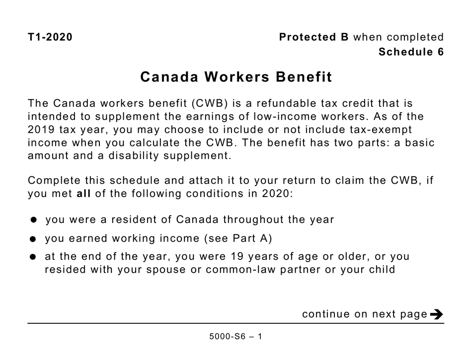 Form 5000S6 Schedule 6 2020 Fill Out, Sign Online and Download Printable PDF, Canada