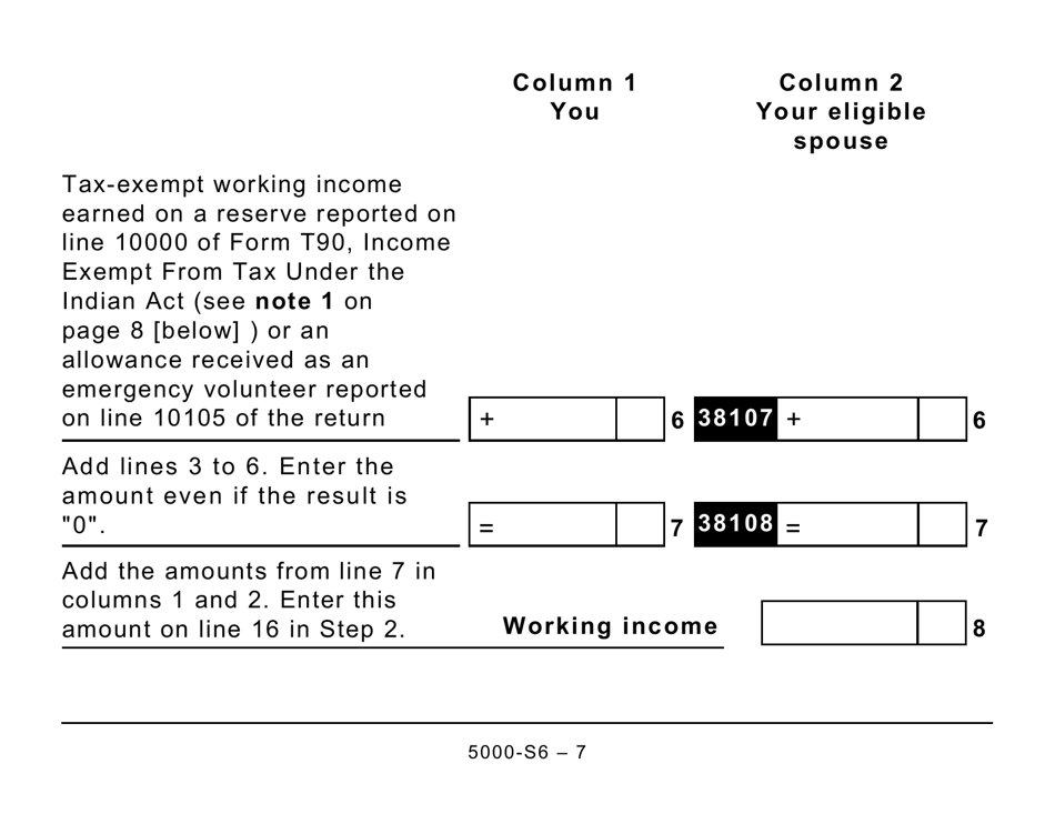 Form 5000-S6 Schedule 6 Canada Workers Benefit - Large Print - Canada, Page 7