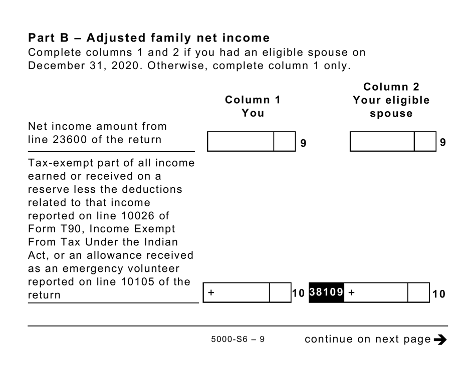 Form 5000-S6 Schedule 6 Canada Workers Benefit - Large Print - Canada, Page 9