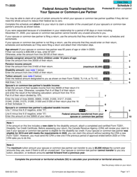 Document preview: Form 5000-S2 Schedule 2 Federal Amounts Transferred From Your Spouse or Common-Law Partner - Canada, 2020