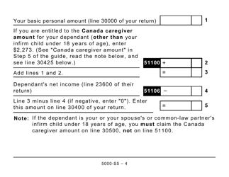 Form 5000-S5 Schedule 5 Amounts for Spouse or Common-Law Partner and Dependants - Large Print - Canada, Page 4