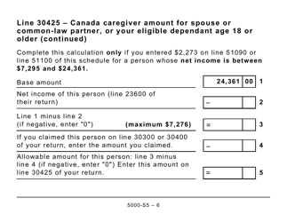 Form 5000-S5 Schedule 5 Amounts for Spouse or Common-Law Partner and Dependants - Large Print - Canada, Page 6