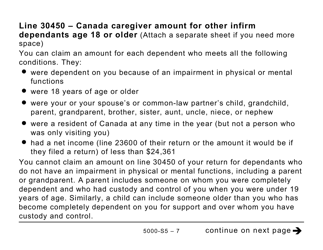 Form 5000-S5 Schedule 5 Amounts for Spouse or Common-Law Partner and Dependants - Large Print - Canada, Page 7