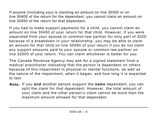 Form 5000-S5 Schedule 5 Amounts for Spouse or Common-Law Partner and Dependants - Large Print - Canada, Page 8